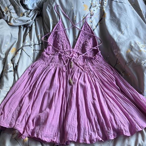 Free people forever favorite mini dress halter smocked bareback cross strappy - Picture 12 of 17